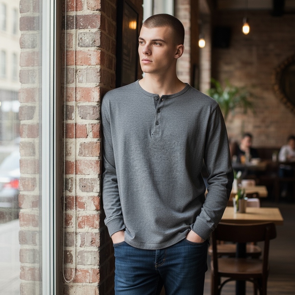 FIVE FOUR Henley. Size Large